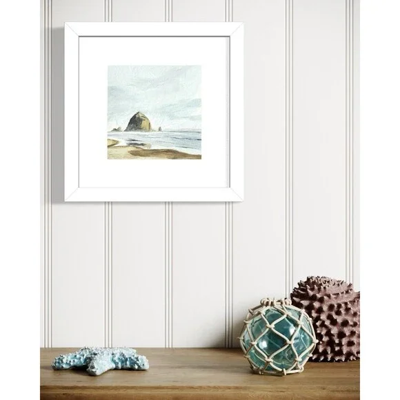 8x8 PNW Original Oil Painting Oregon Cannon Beach Seascape Coastal Calm Signed - Picture 4 of 7